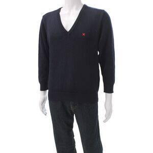 J. Mclaughlin Mens Cardigan Blue Geometric V Neck Long Sleeve Bohemian Size L